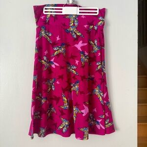 LuLaRoe Fuchsia Bird Print A-Line Skirt
